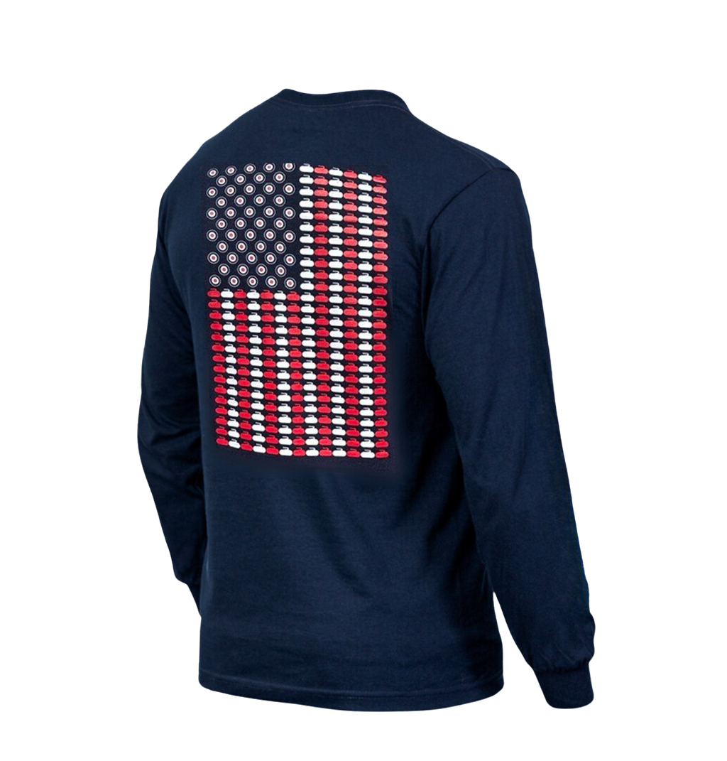 Stars, Stripes & Stones: American Flag Curling Unisex Long Sleeve