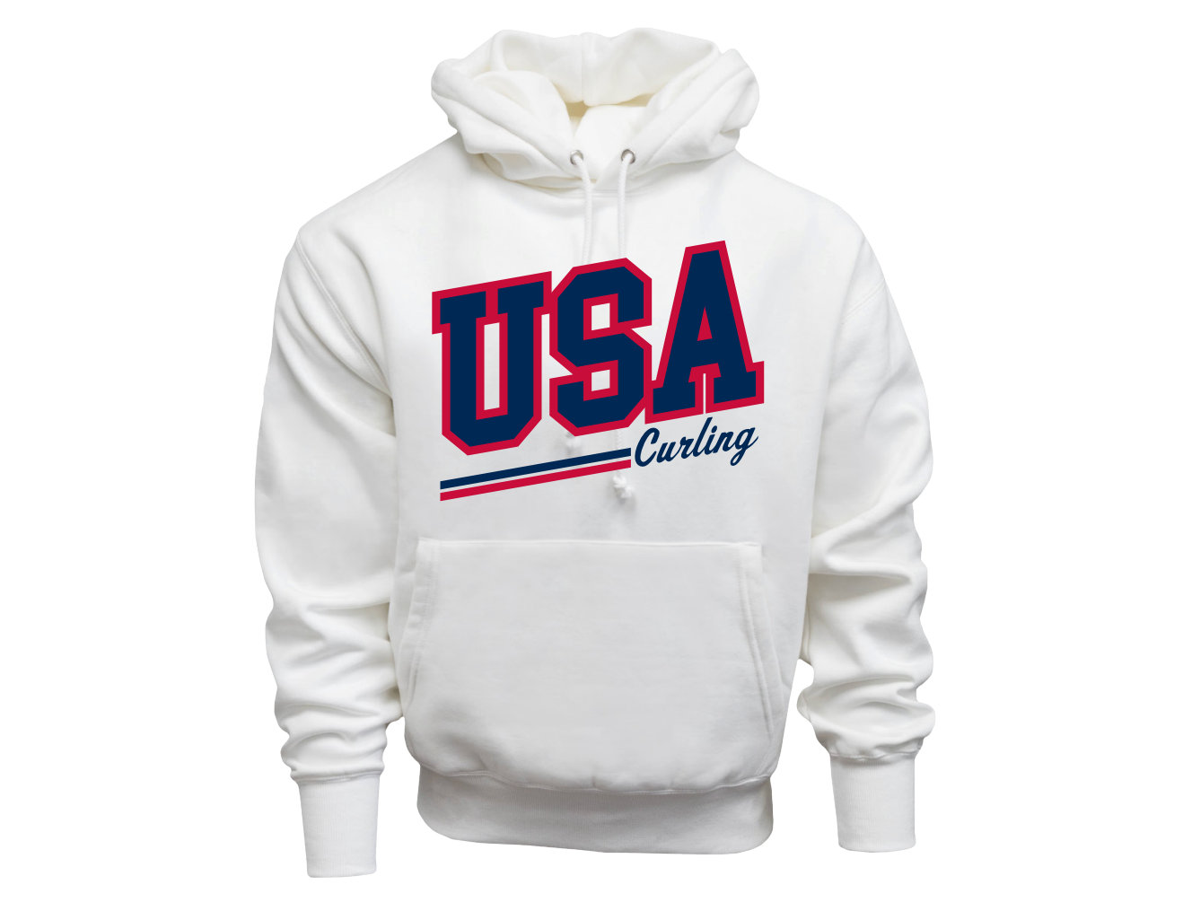 Unisex White Oversized USA Curling Hoodie
