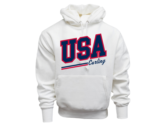 Unisex White Oversized USA Curling Hoodie