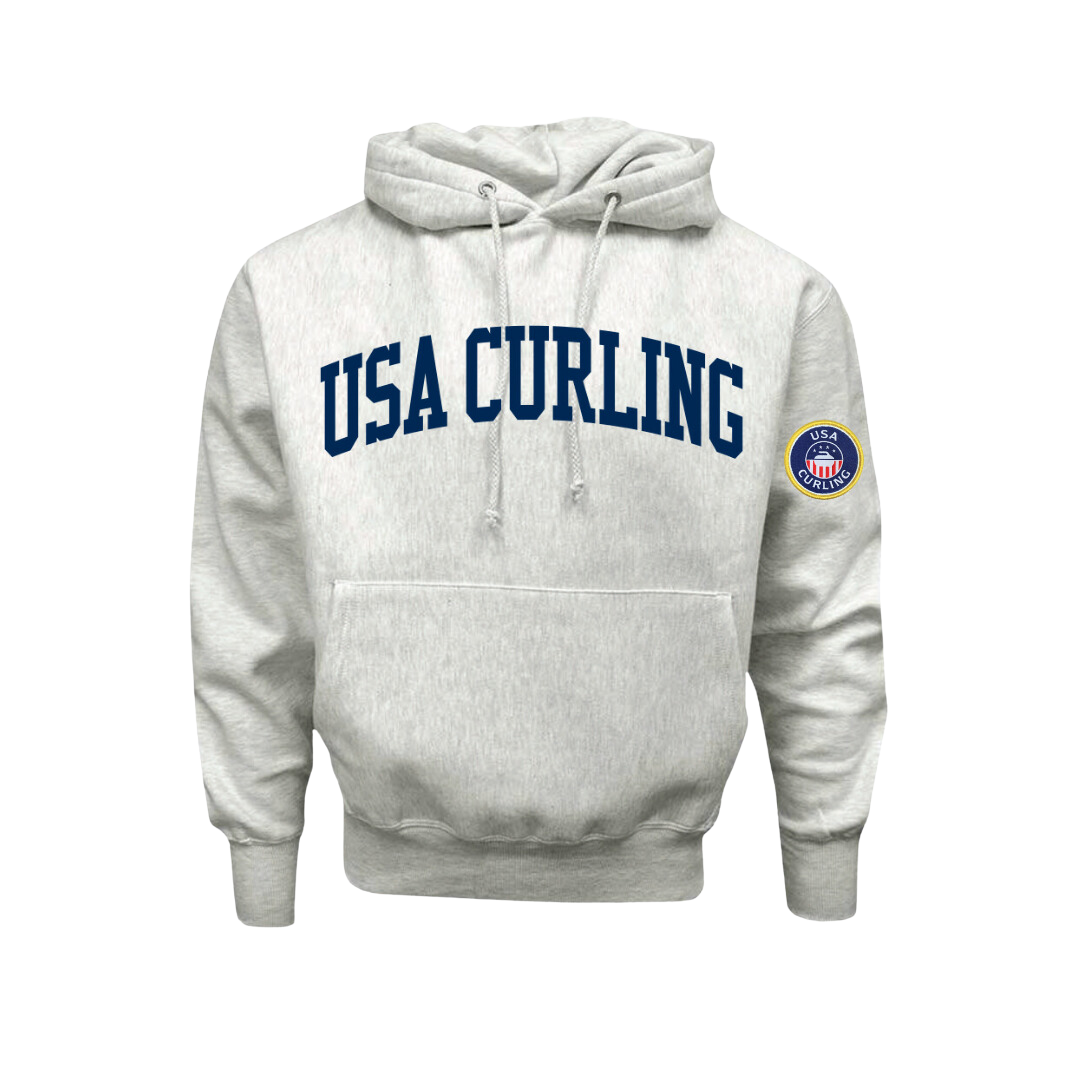 Unisex Grey Sweatshirt with USA Curling Embroidery—PRE-ORDER NOW*